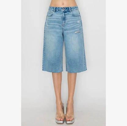 Wild Raw Hem Bermuda Denim Shorts - She Rare Boutique