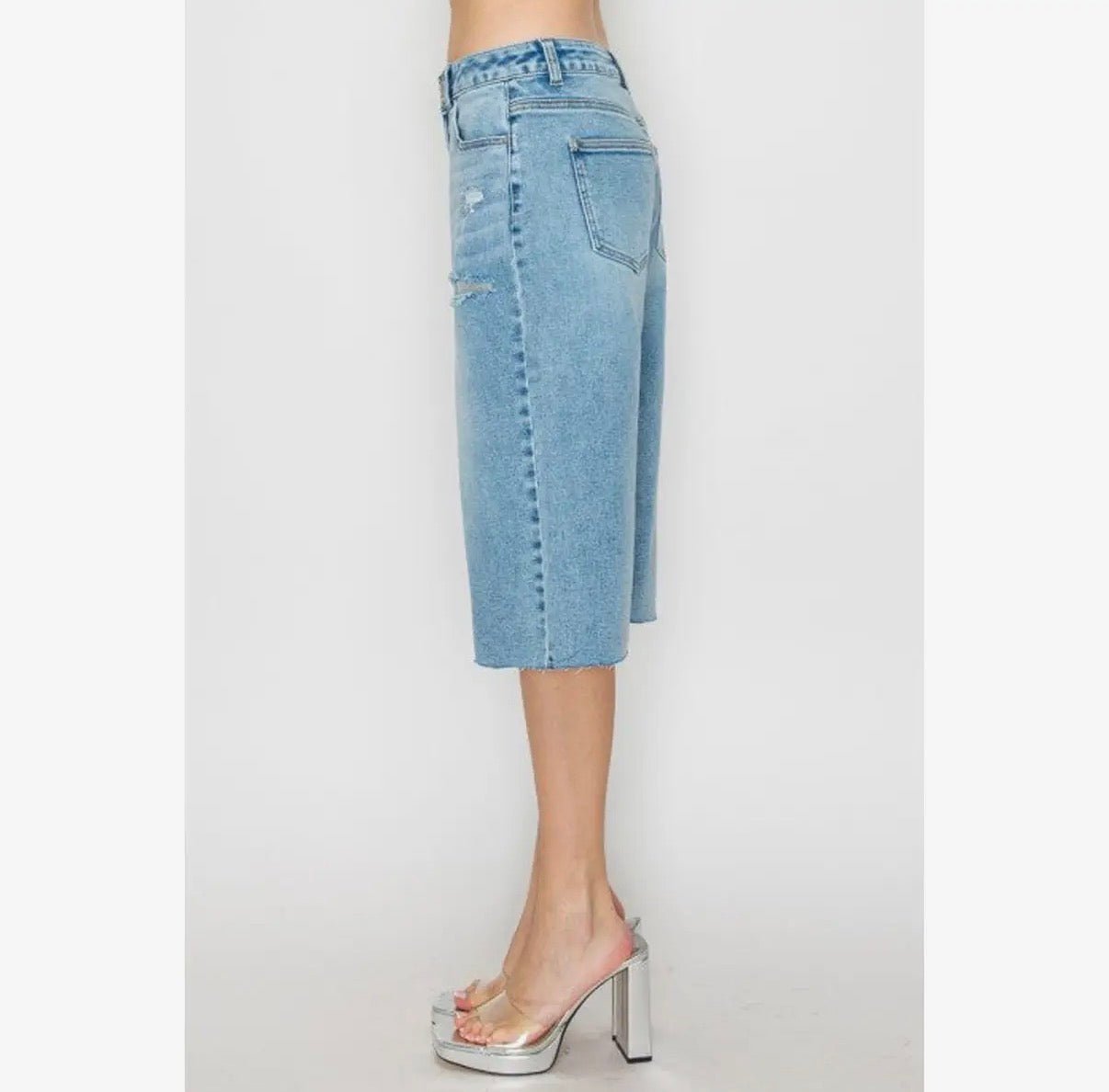 Wild Raw Hem Bermuda Denim Shorts - She Rare Boutique