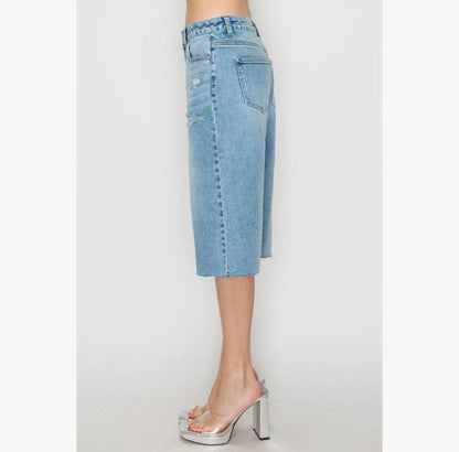 Wild Raw Hem Bermuda Denim Shorts - She Rare Boutique